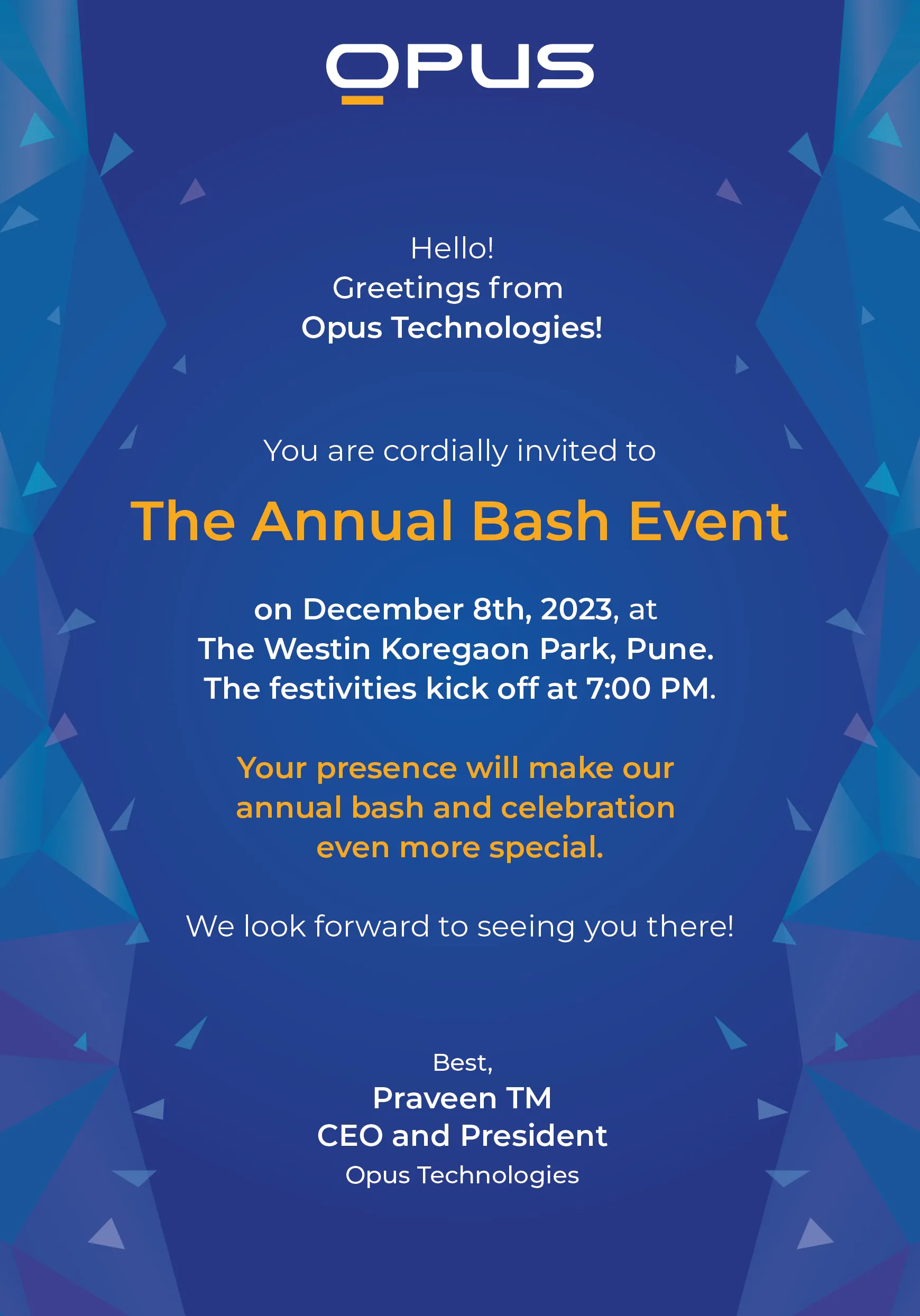 CEO Invite for guests